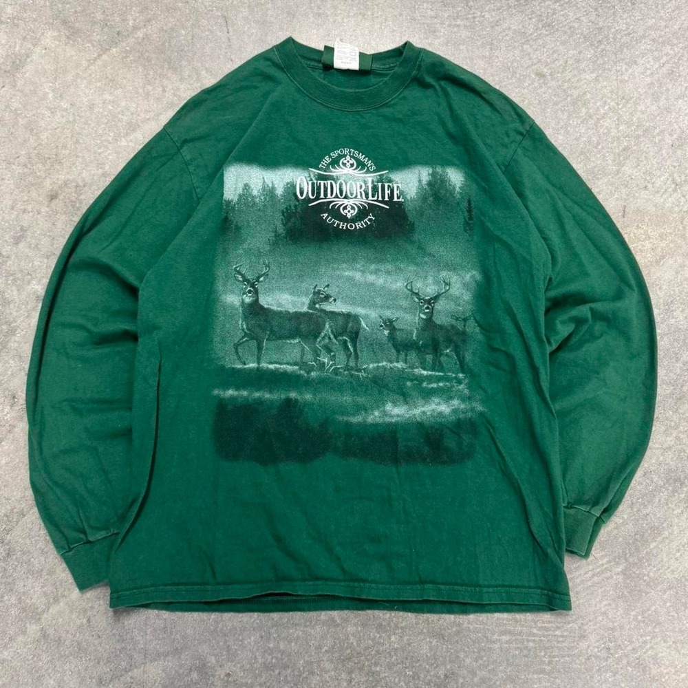 Vintage Men's Outdoor Life Long Sleeve Tshirt Green Hunting Medium